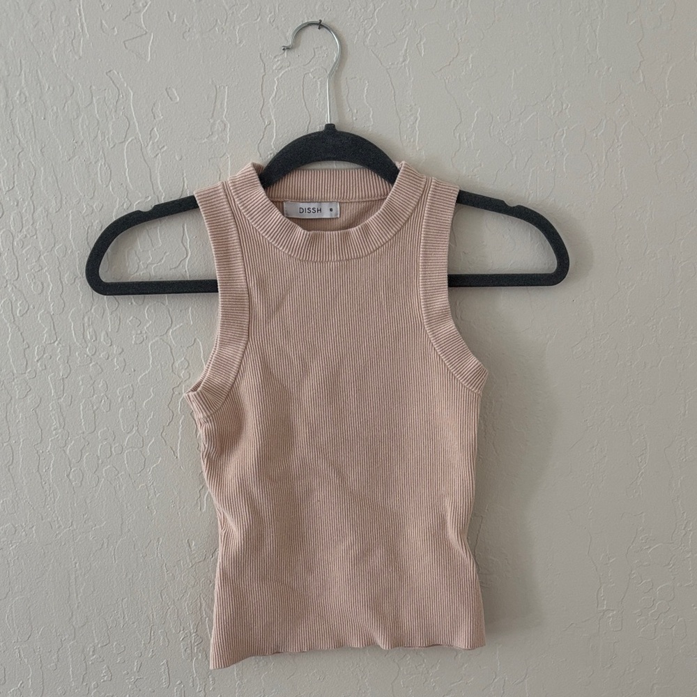 DISSH Women's Beige Ribbed Tank Top
